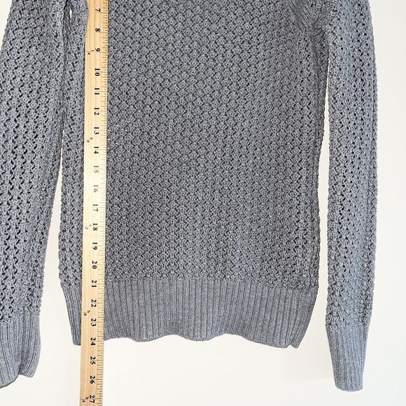 Guess Y2K Gray Sweater Top S Wide Neck Long Sleeves Open Knit Cotton Womens - Picture 4 of 8